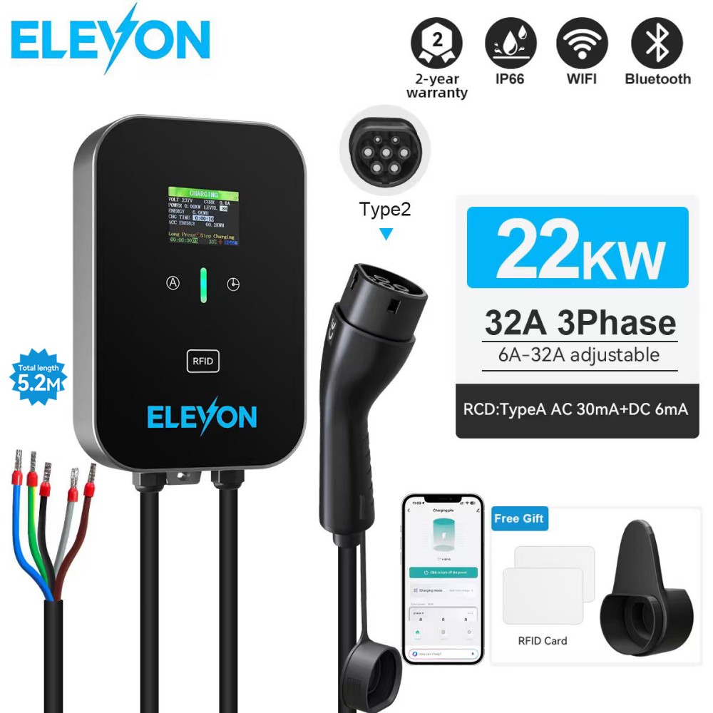 Ev Charger Type 2 22Kw 32A 3 Phase - ELEVON EV Şarj İstasyonu 22KW Tip2