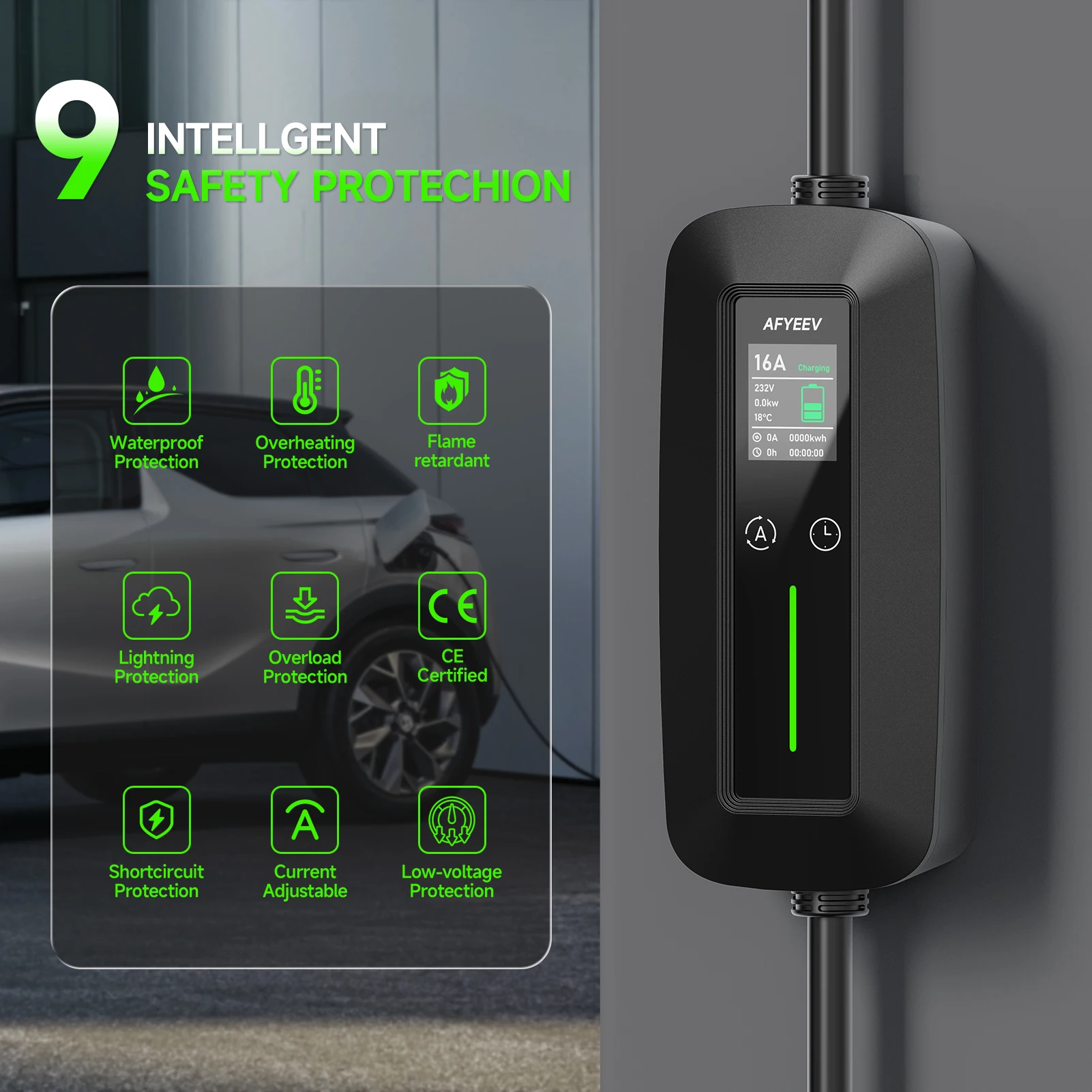 11KW 16A 3 Fazlı Taşınabilir E - Type 2 Portable Ev Charger 11Kw Cee incelemesi ve fiyatı