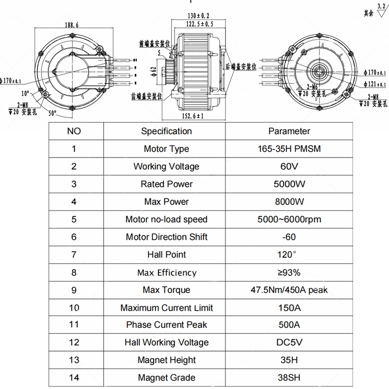 QSMOTOR 165 35H 5000W Orta Mot - Mid Drive Motor Kit 72V 5000W incelemesi ve fiyatı