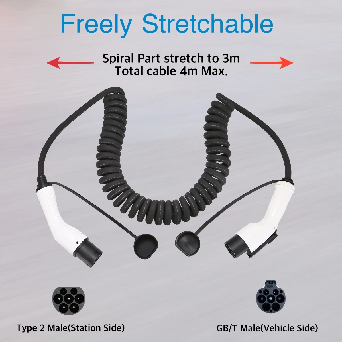 EVcharger4U 5M/7M Spiral EV şa - Ev Charger Type 2 22Kw 32A 3 Phase incelemesi ve fiyatı
