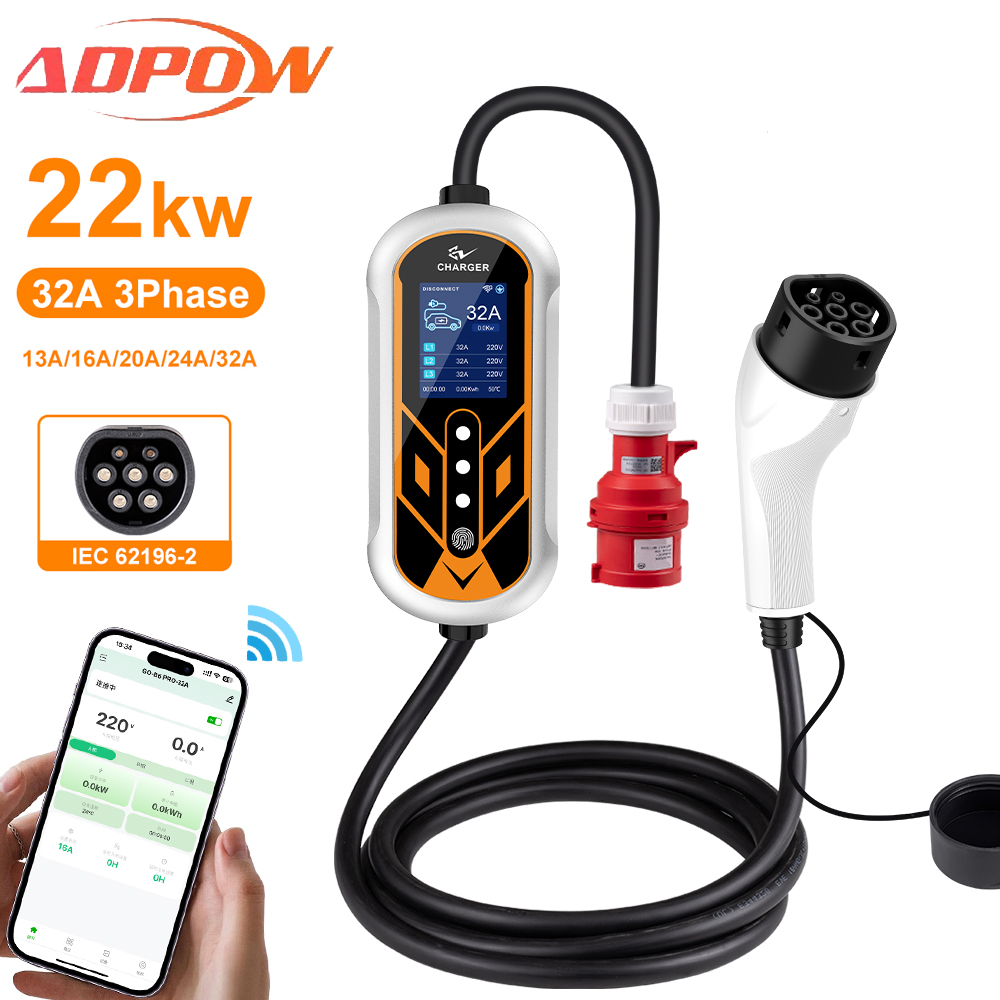 ADPOW Taşınabilir 32A Type2 EV - Ev Charger Type 2 22Kw 32A 3 Phase incelemesi ve fiyatı